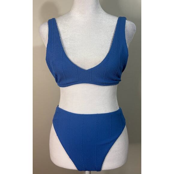 Aerie Blue Bikini Small Top and Medium High Cut Bottom S/M - Picture 1 of 9